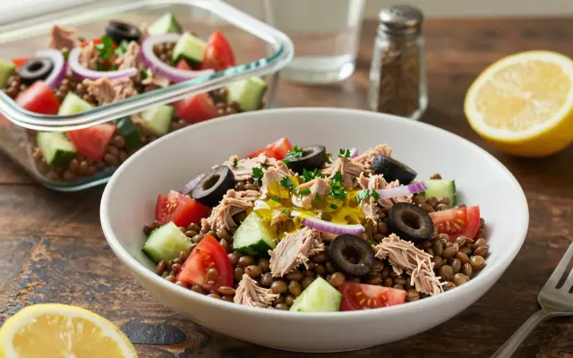 Ensalada de lentejas y atún