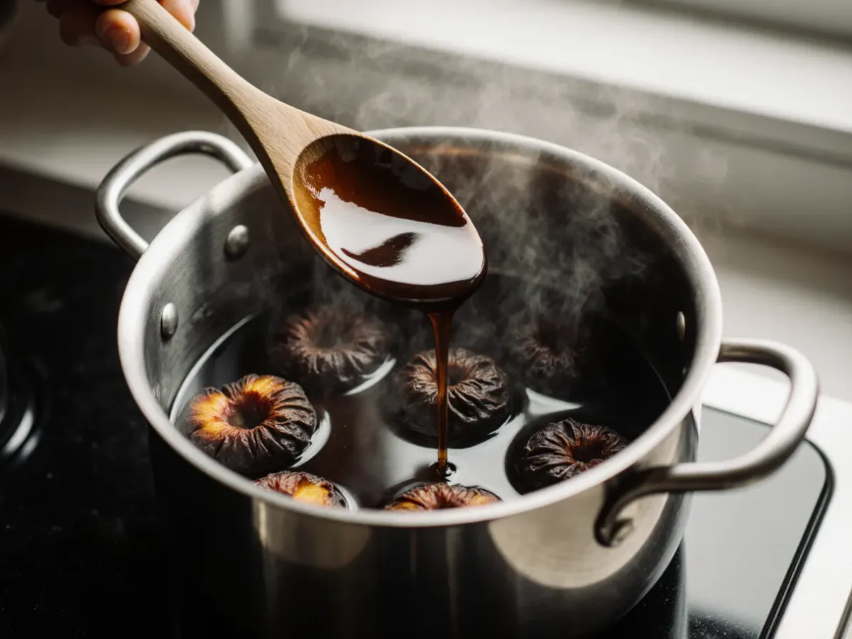 Cocinar el almíbar a fuego lento