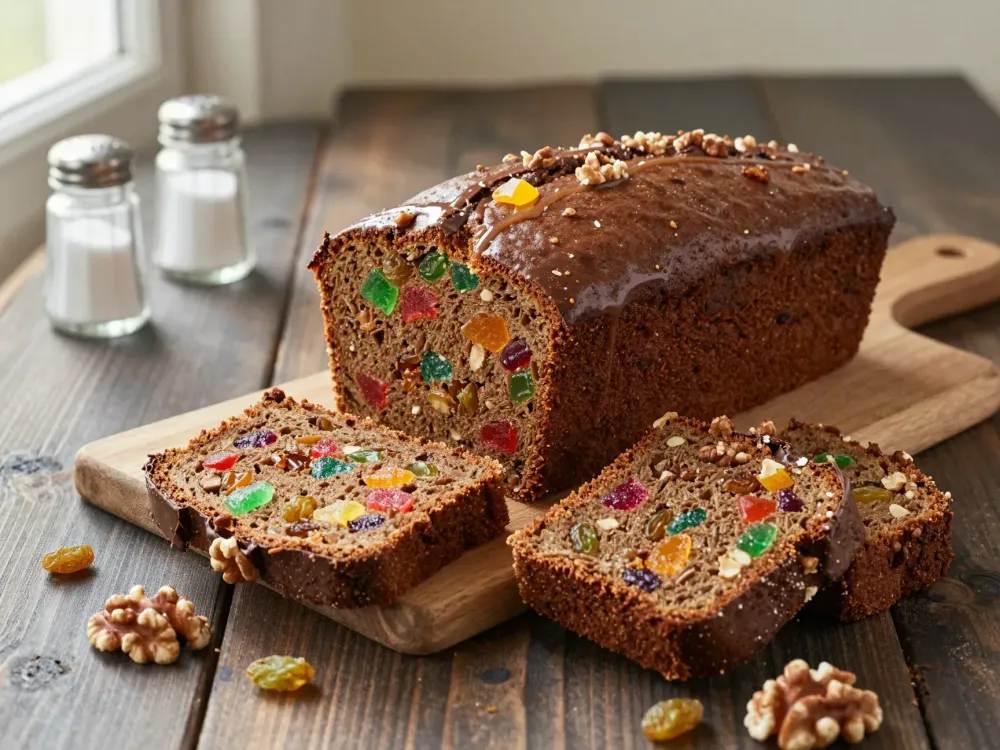 Pan de pascua chileno — queque navideño con frutas confitadas, nueces y jengibre