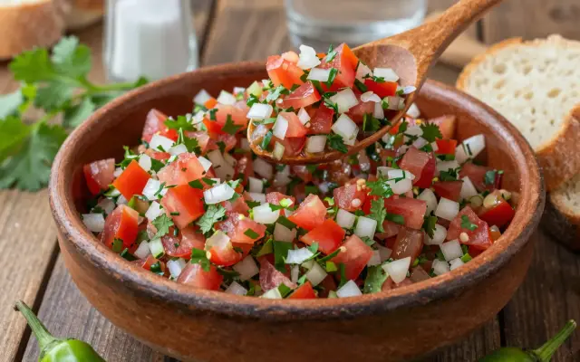 Pebre chileno (salsa fresca de tomate, cebolla y cilantro)