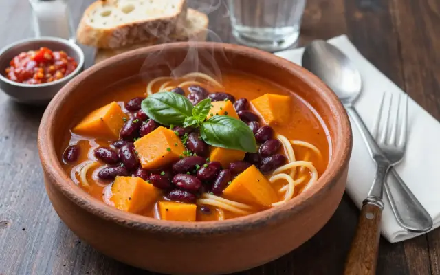 Porotos con rienda — el guiso chileno de porotos, tallarines y zapallo
