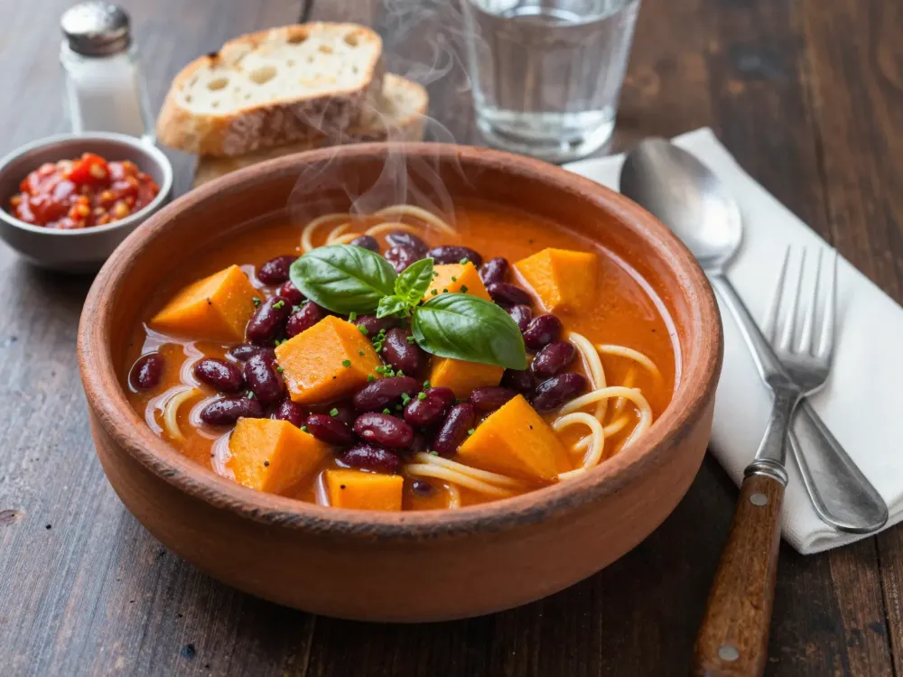 Porotos con rienda — el guiso chileno de porotos, tallarines y zapallo